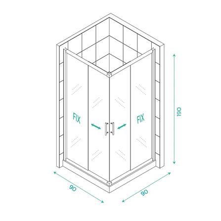 ฉากกั้นอาบน้ำ CRISTINA SQUARE-GWH 90x90 ซม._2