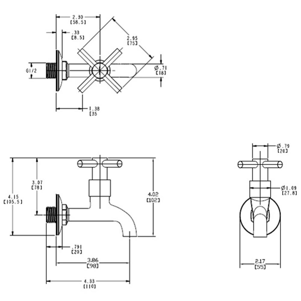 ก๊อกล้างพื้น 1 ทาง ENGLEFIELD K-6279X-3-CP