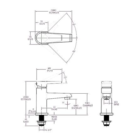 ก๊อกอ่างล้างหน้าเดี่ยว ENGLEFIELD K-7695X-4-CP_1