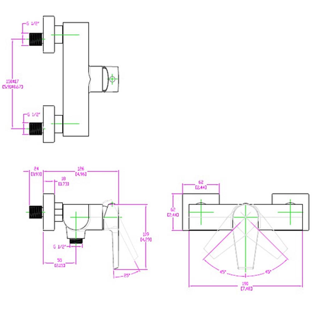 ก๊อกผสมยืนอาบ ENGLEFIELD K-7698X-4-CP