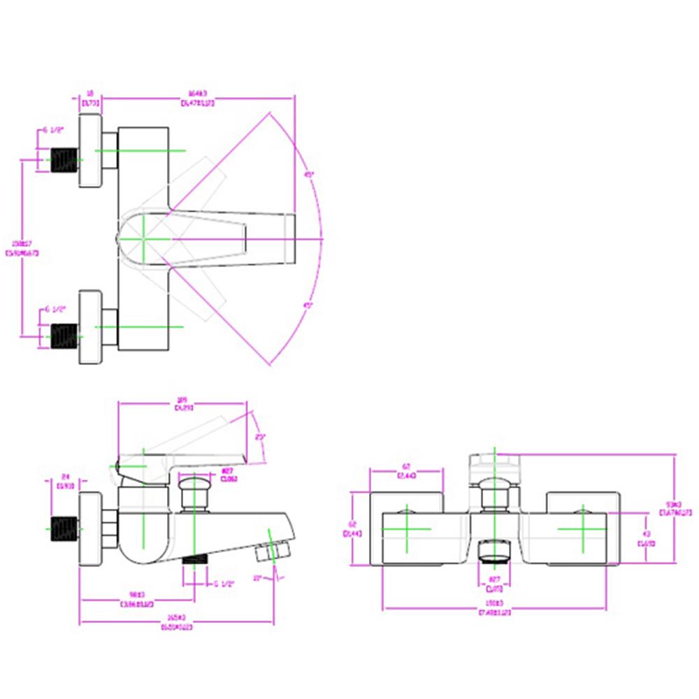 ก๊อกผสมยืนอาบ ENGLEFIELD K-7697X-4-CP