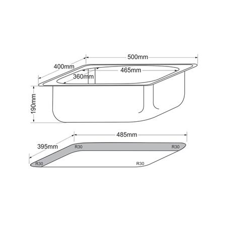 ซิงค์ฝัง 1 หลุม TECNOSTAR 10500 สเตนเลส_3