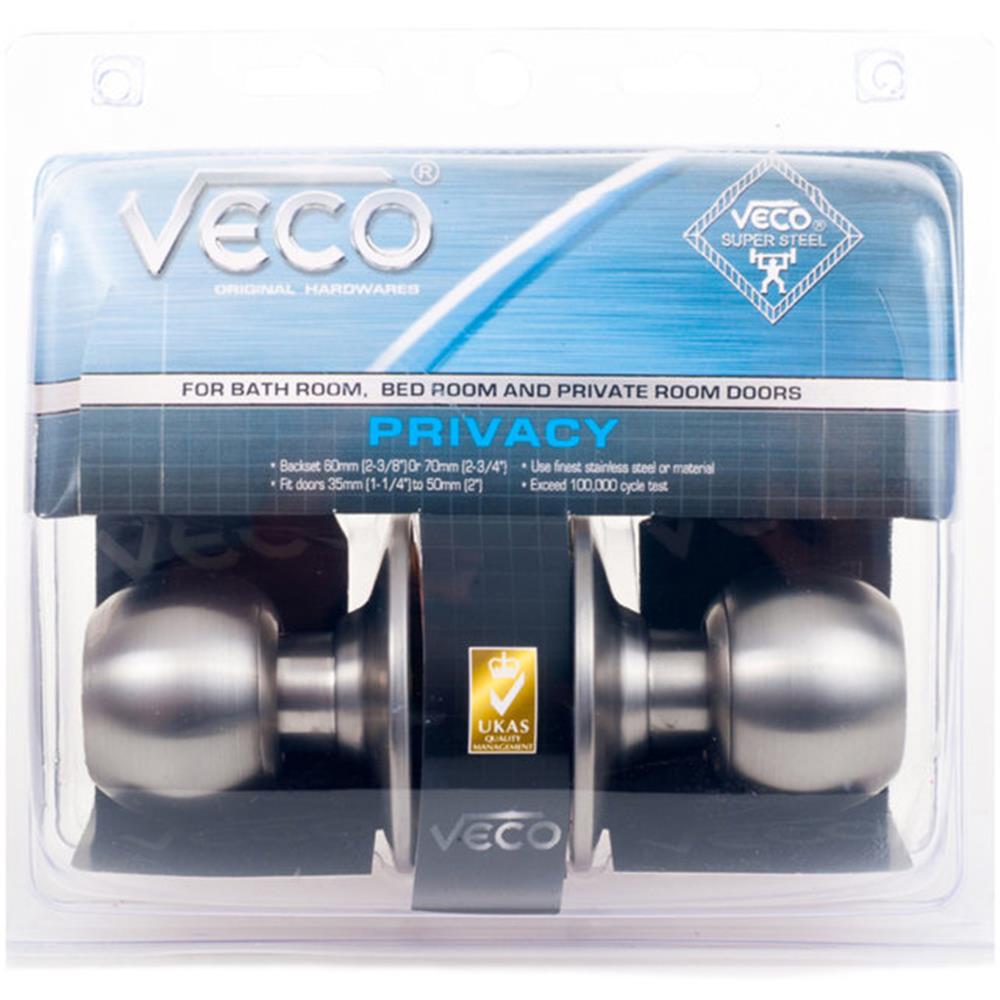 ลูกบิดห้องน้ำ VECO 3871SS-ML-BK หัวกลม สีสเตนเลส