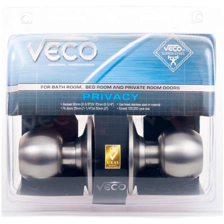 ลูกบิดห้องน้ำ VECO 3871SS-ML-BK หัวกลม สีสเตนเลส