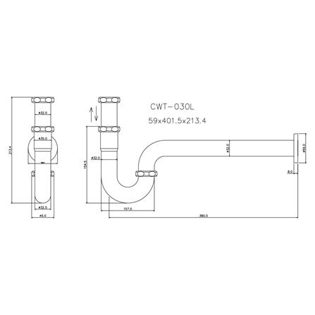 ท่อน้ำทิ้งอ่างล้างหน้าพีแทรป CWT-030/L 30 ซม._1