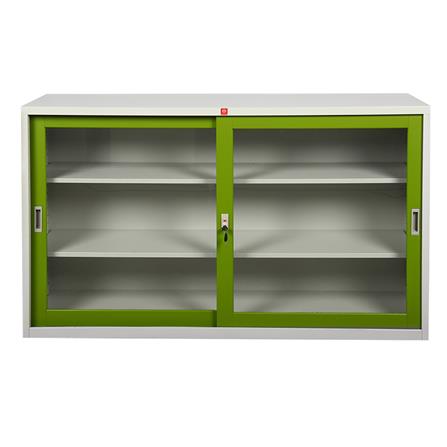 ตู้เหล็กบานเลื่อนกระจก LUCKY WORLD KSG-150-GG สีเขียว_1