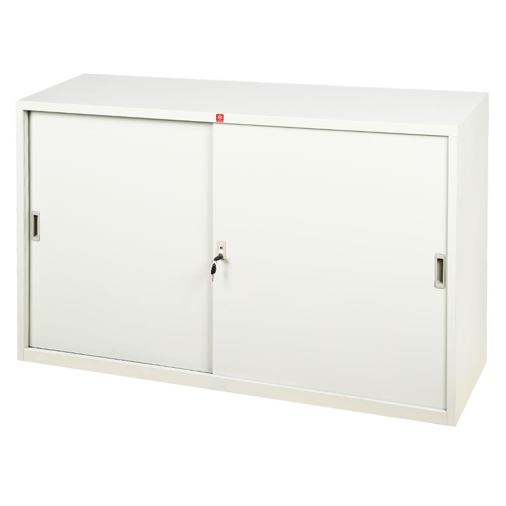 ตู้เหล็กบานเลื่อนทึบ LUCKY WORLD KSS-150-TG สีเทาทราย