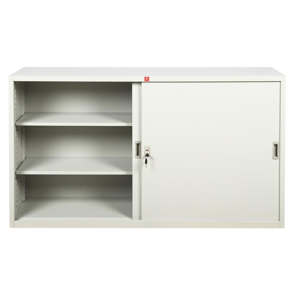 ตู้เหล็กบานเลื่อนทึบ LUCKY WORLD KSS-150-TG สีเทาทราย