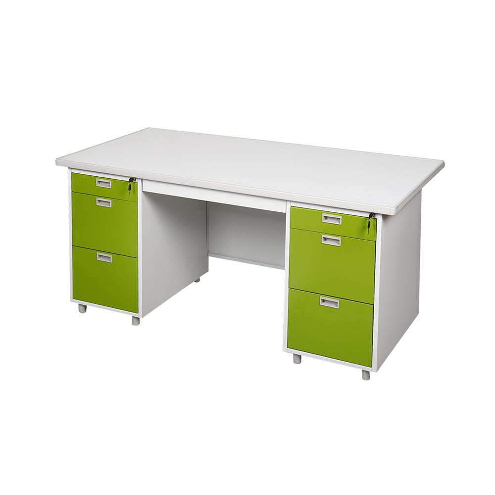 โต๊ะทำงานเหล็ก LUCKY WORLD DX-52-33-GG 159.5 ซม. สีเขียว
