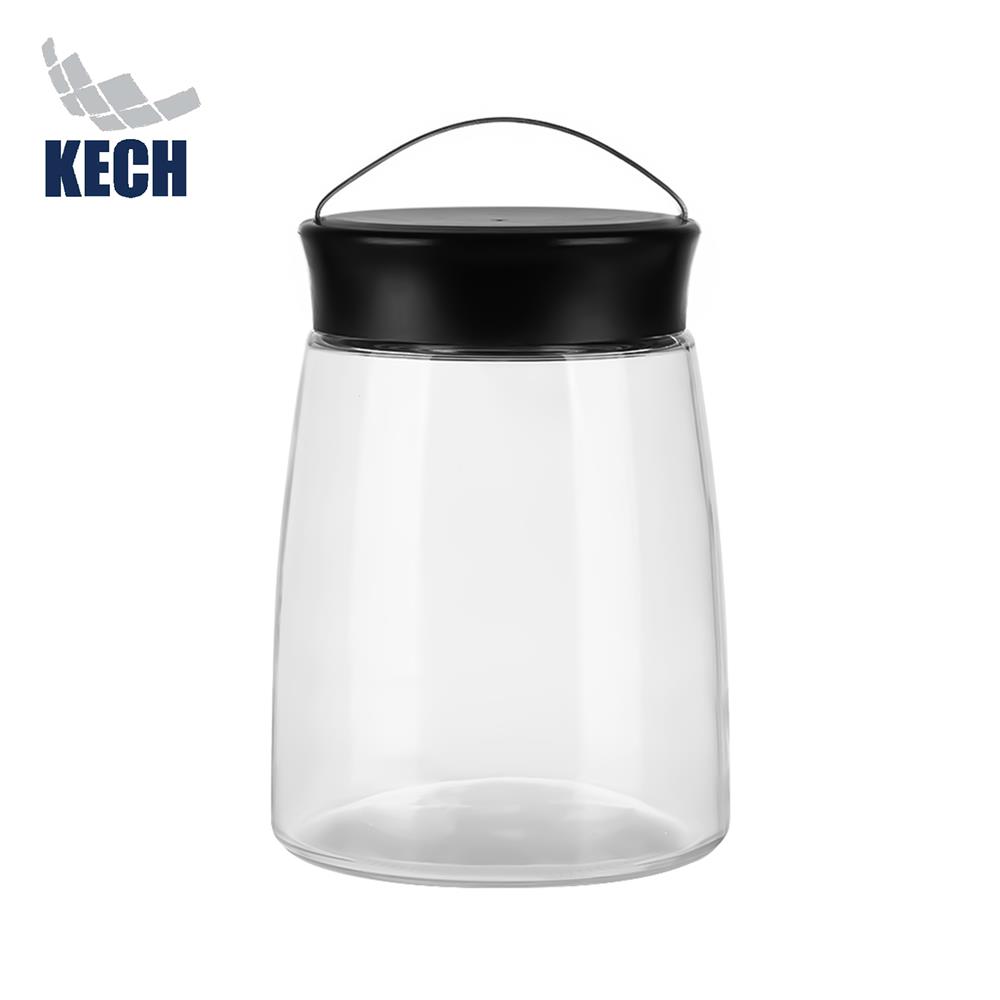 ขวดโหลแก้วกลมฝาเกลียว 1.4 ลิตร สีดำ