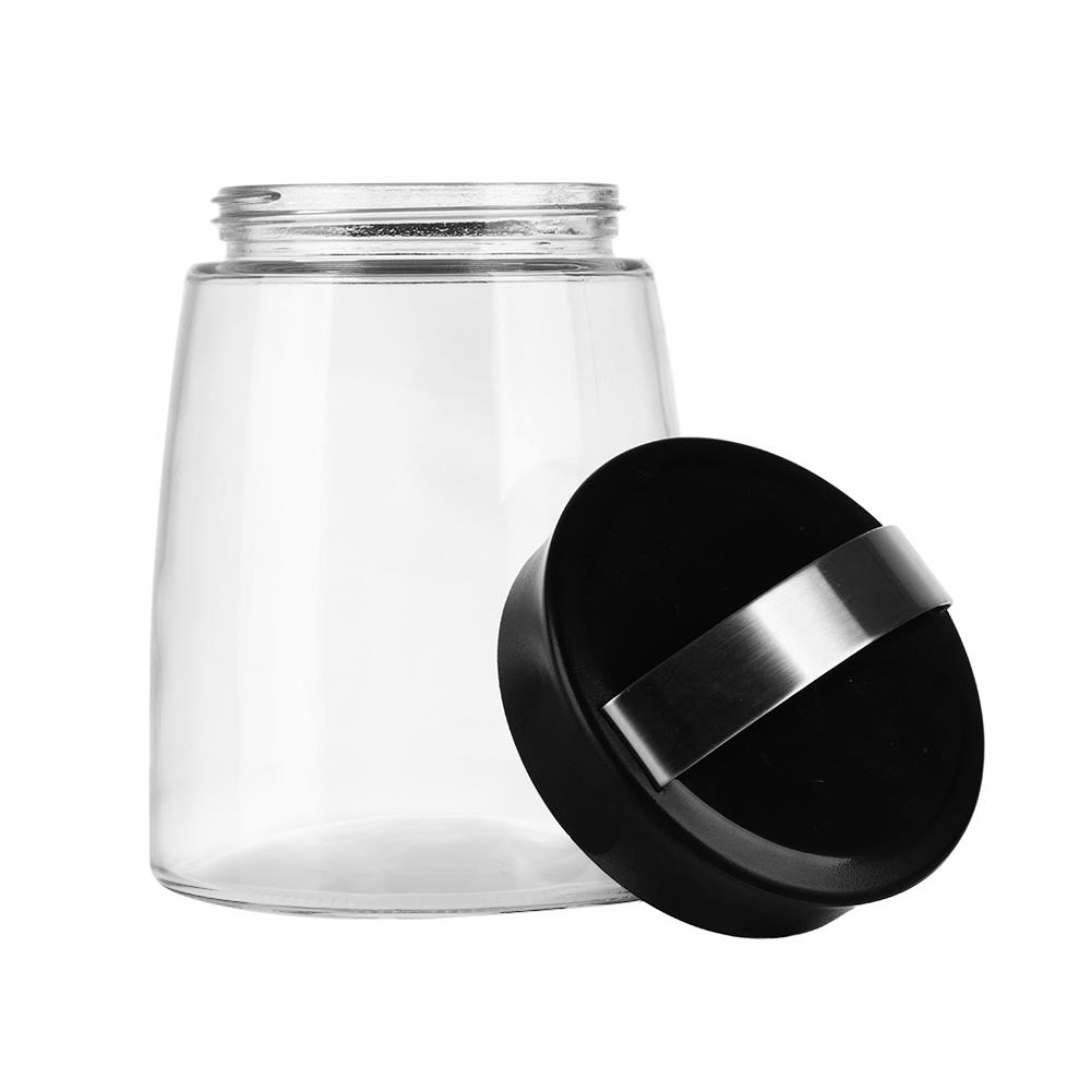 ขวดโหลแก้วกลมฝาเกลียว 1.4 ลิตร สีดำ