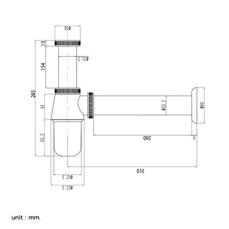 ท่อน้ำทิ้งอ่างล้างหน้ากระปุก HANG BP-02-2 25 ซม. สีโครม_1