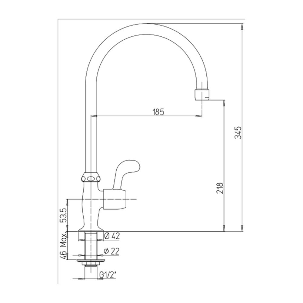 ก๊อกซิงค์เดี่ยวเคาน์เตอร์ PAINI 24CR522LUQCP(S) สีโครม