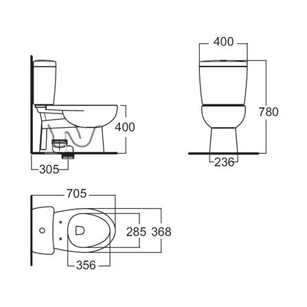 สุขภัณฑ์ 2 ชิ้น AMERICAN STANDARD TF-2793SCW-WT-0 3/4.5 ลิตร สีขาว_1