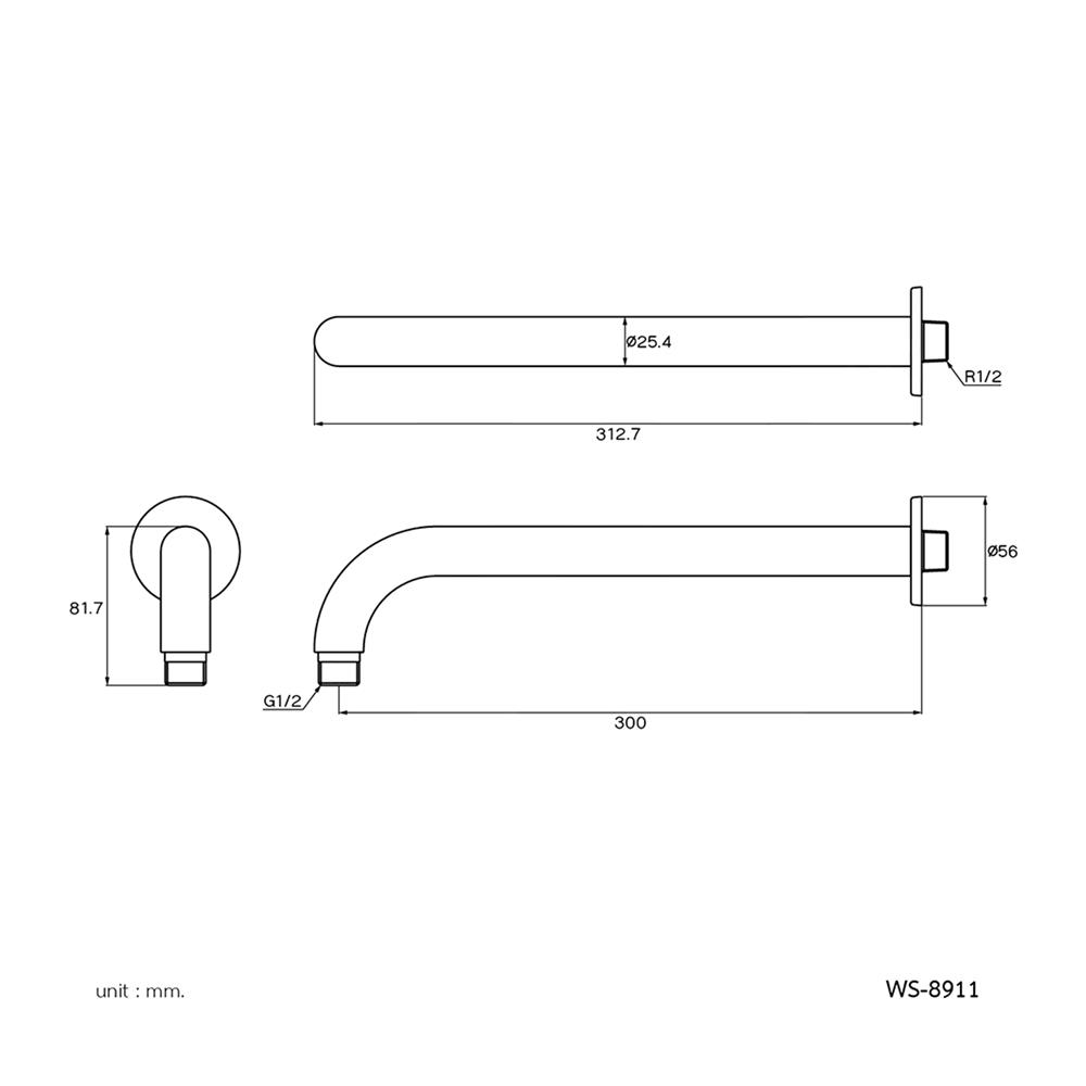 ชุดวาล์วฝังกำแพงผสม WS WS-6051 สเตนเลส