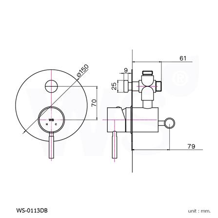 ชุดวาล์วฝังกำแพงผสม WS WS-6051 สเตนเลส_3