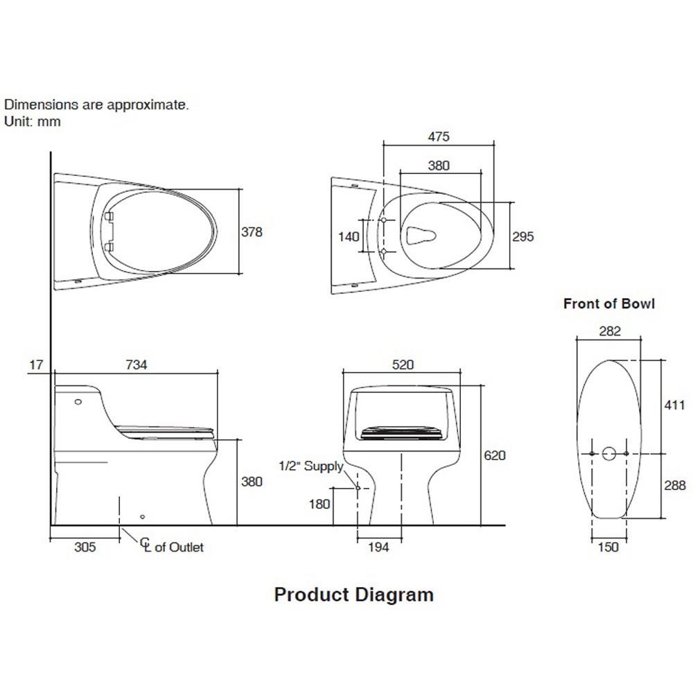 สุขภัณฑ์ 1 ชิ้น KOHLER K-75920X 4.8 ลิตร สีขาว
