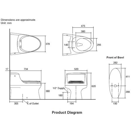สุขภัณฑ์ 1 ชิ้น KOHLER K-75920X 4.8 ลิตร สีขาว_1