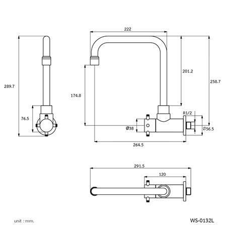 ก๊อกซิงค์เดี่ยวติดผนัง WS WS-0132L สเตนเลส_2