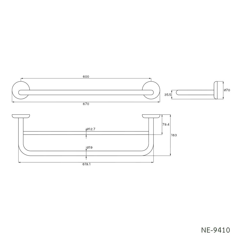ราวแขวนผ้าคู่ WS NE-9410 60 ซม. สเตนเลส
