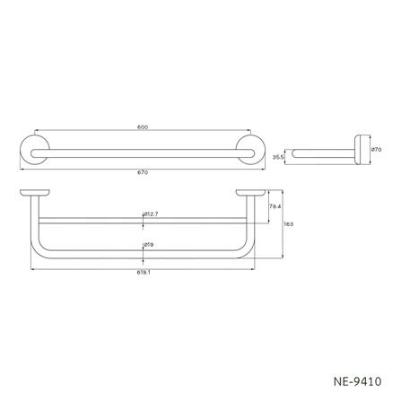 ราวแขวนผ้าคู่ WS NE-9410 60 ซม. สเตนเลส_1