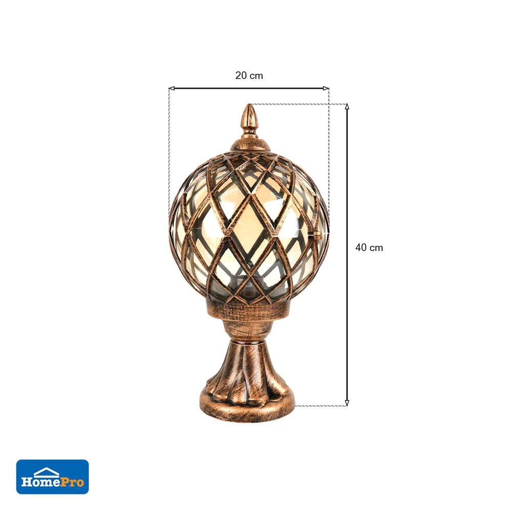 ไฟหัวเสา 2051F(M) CARINI อลูมิเนียม/แก้ว CLASSIC ทองรมดำ