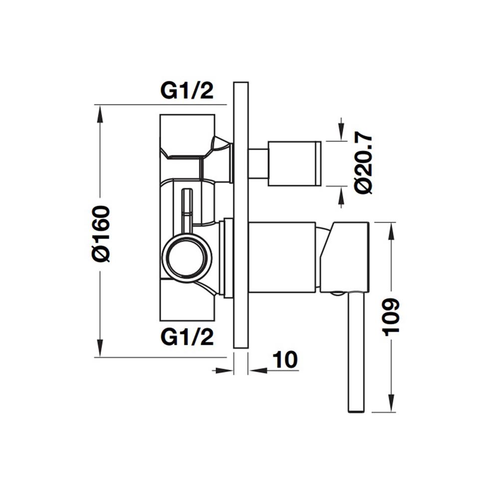 วาล์วฝังกำแพงผสม HAFELE 495.61.060 สีโครม