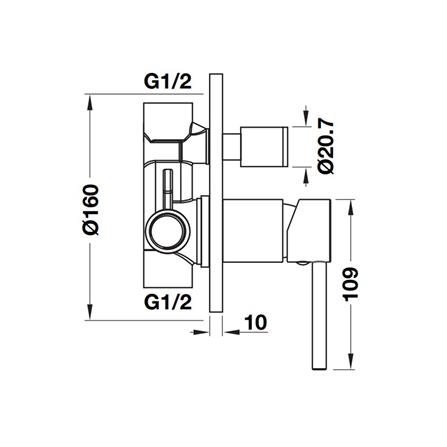 วาล์วฝังกำแพงผสม HAFELE 495.61.060 สีโครม_1