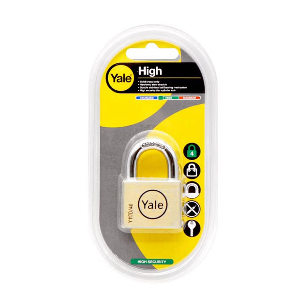 กุญแจลูกปืน YALE BD40 40 มม. สีทอง