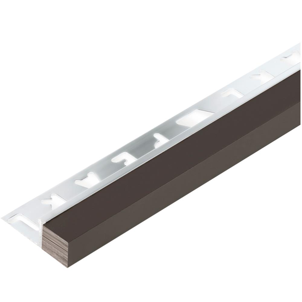 กรุยเชิงอะลูมิเนียมลายไม้ขอบเงิน DP 1.8 มม. 2 ม. สีโอ๊คดำ