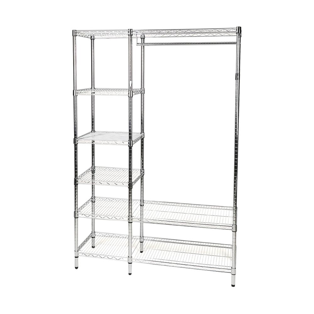 ตู้เสื้อผ้าราวแขวนมีชั้นวาง PLIM 122x46x178 ซม. สีเงิน