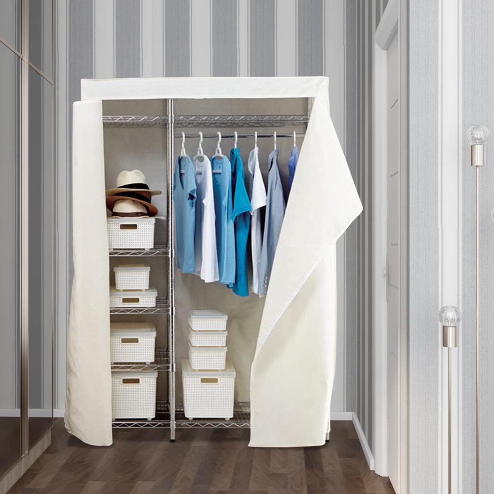 ตู้เสื้อผ้าราวแขวนมีชั้นวาง PLIM 122x46x178 ซม. สีเงิน