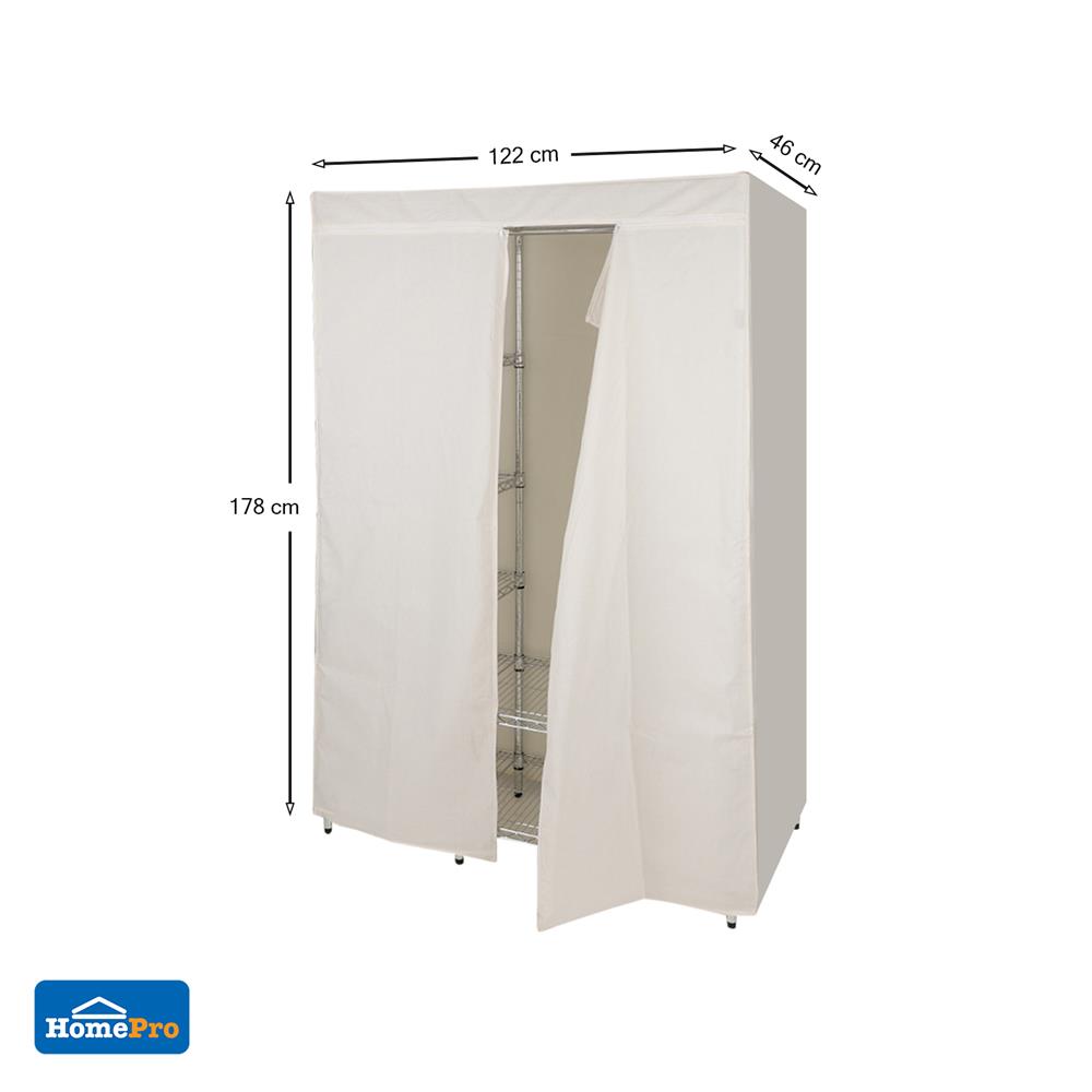 ตู้เสื้อผ้าราวแขวนมีชั้นวาง PLIM 122x46x178 ซม. สีเงิน