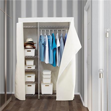 ตู้เสื้อผ้าราวแขวนมีชั้นวาง PLIM 122x46x178 ซม. สีเงิน_5