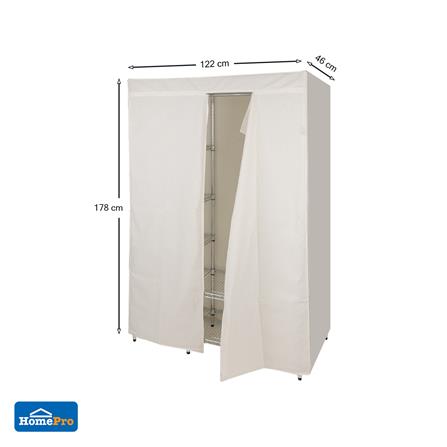 ตู้เสื้อผ้าราวแขวนมีชั้นวาง PLIM 122x46x178 ซม. สีเงิน_6