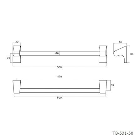 ราวแขวนผ้า WS TB-531-50 50 ซม. สเตนเลส_1