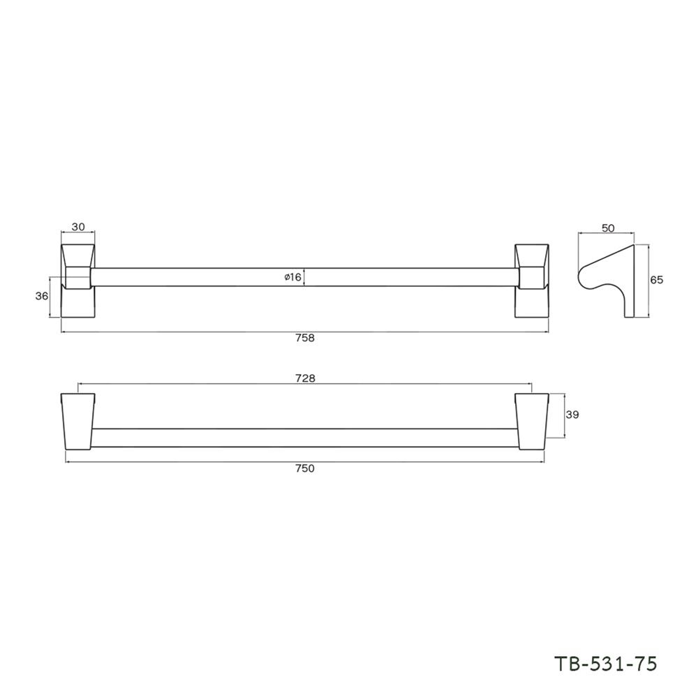 ราวแขวนผ้า WS TB-531-75 75 ซม. สีสเตนเลส
