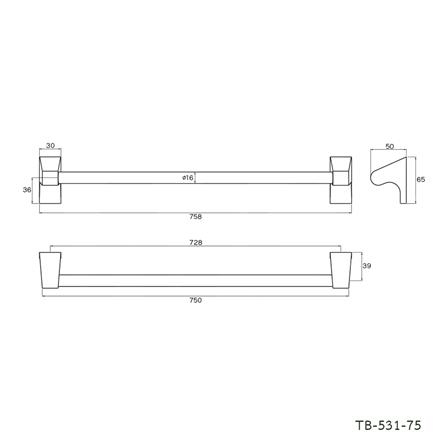 ราวแขวนผ้า WS TB-531-75 75 ซม. สีสเตนเลส_2