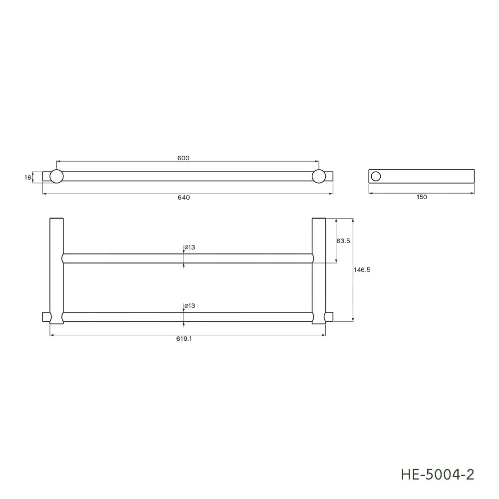 ราวแขวนผ้าคู่ WS HE-5004-2 60 ซม. สเตนเลส