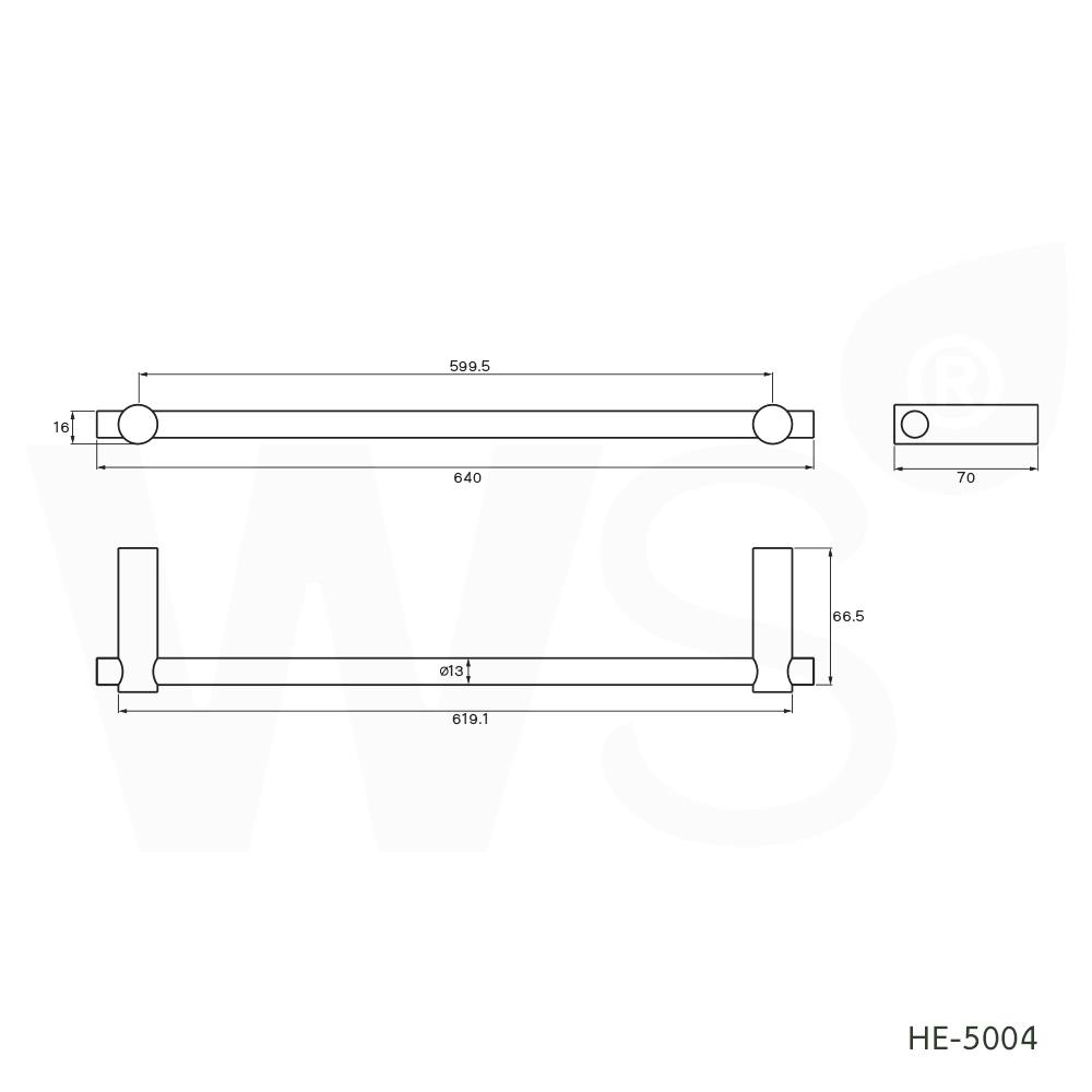 ราวแขวนผ้า WS HE-5004 60 ซม. สเตนเลส