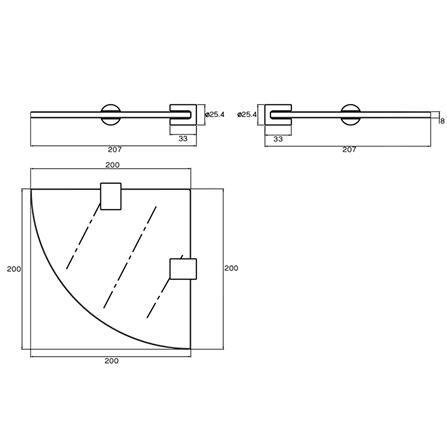 หิ้งกระจกแบบเข้ามุม WS SH-530 สเตนเลส_1