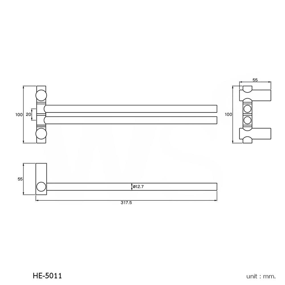 ราวแขวนผ้าคู่ แบบสวิง WS HE-5011 สเตนเลส