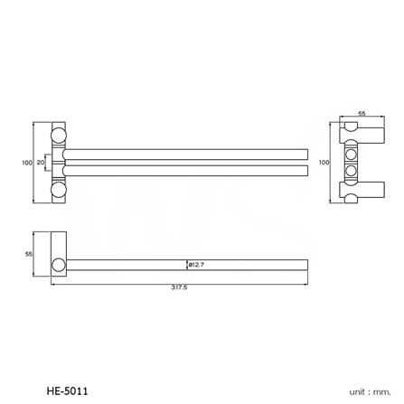 ราวแขวนผ้าคู่ แบบสวิง WS HE-5011 สเตนเลส_1