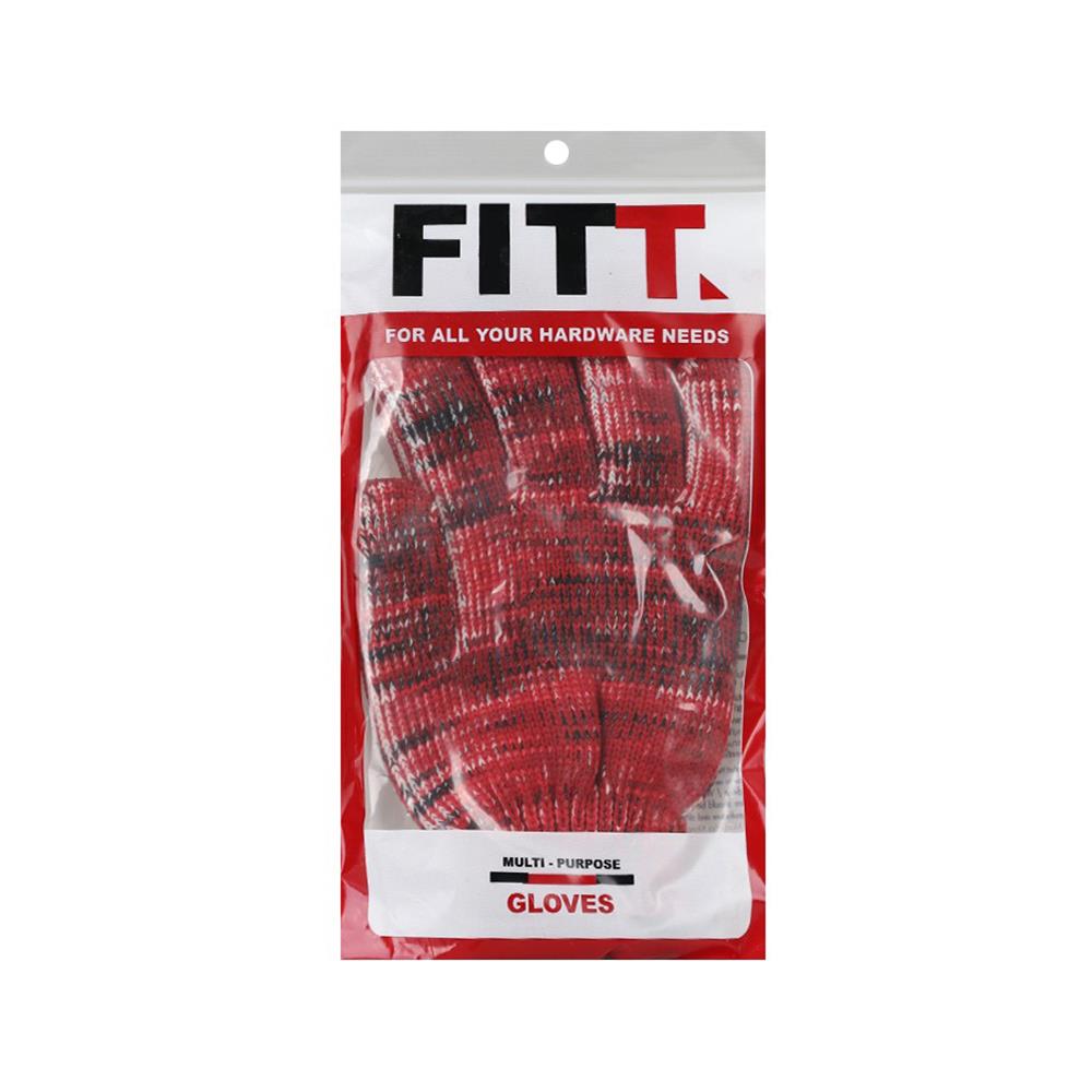 ถุงมือทอโพลีสปัน FITT #7 นิ้ว สีแดง