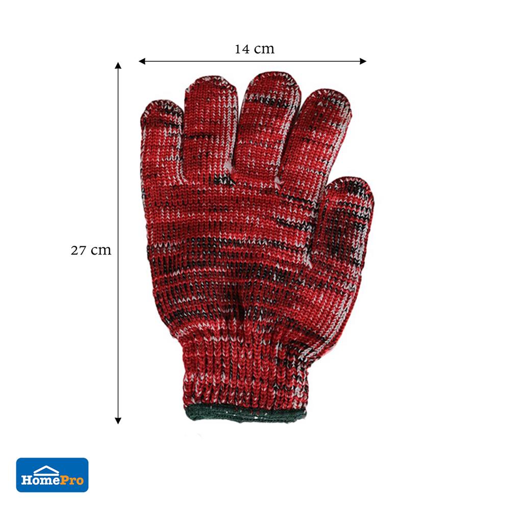 ถุงมือทอโพลีสปัน FITT #7 นิ้ว สีแดง