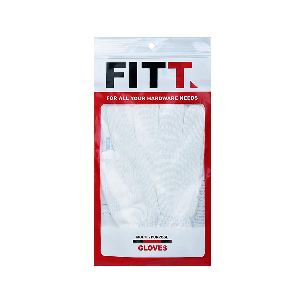 ถุงมือไนลอน FITT สีขาว