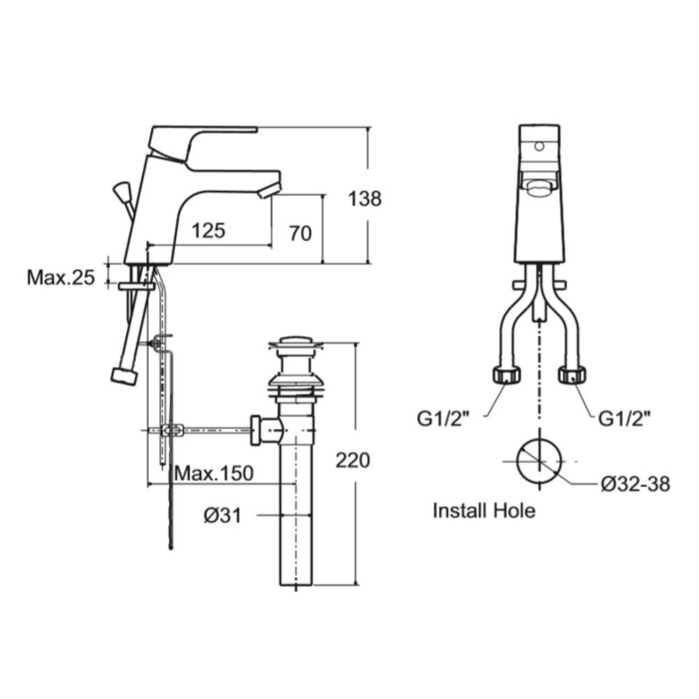 ก๊อกอ่างล้างหน้าผสม AMERICAN STANDARD A-0401-100 สีโครม