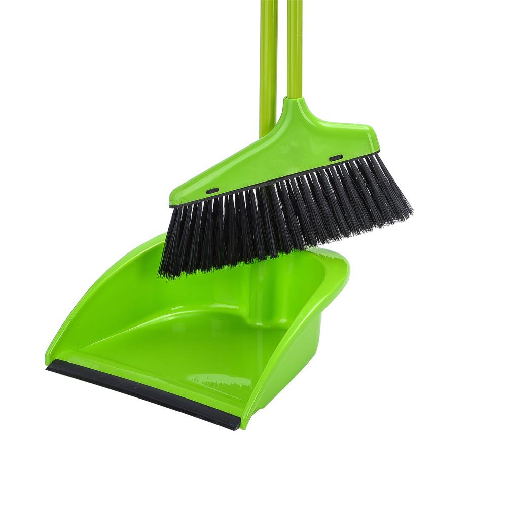 ชุดไม้กวาดพร้อมที่โกยผงขอบยาง ACCO YJ-1849 10 นิ้ว สีเขียว