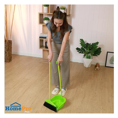 ชุดไม้กวาดพร้อมที่โกยผงขอบยาง ACCO YJ-1849 10 นิ้ว สีเขียว_5