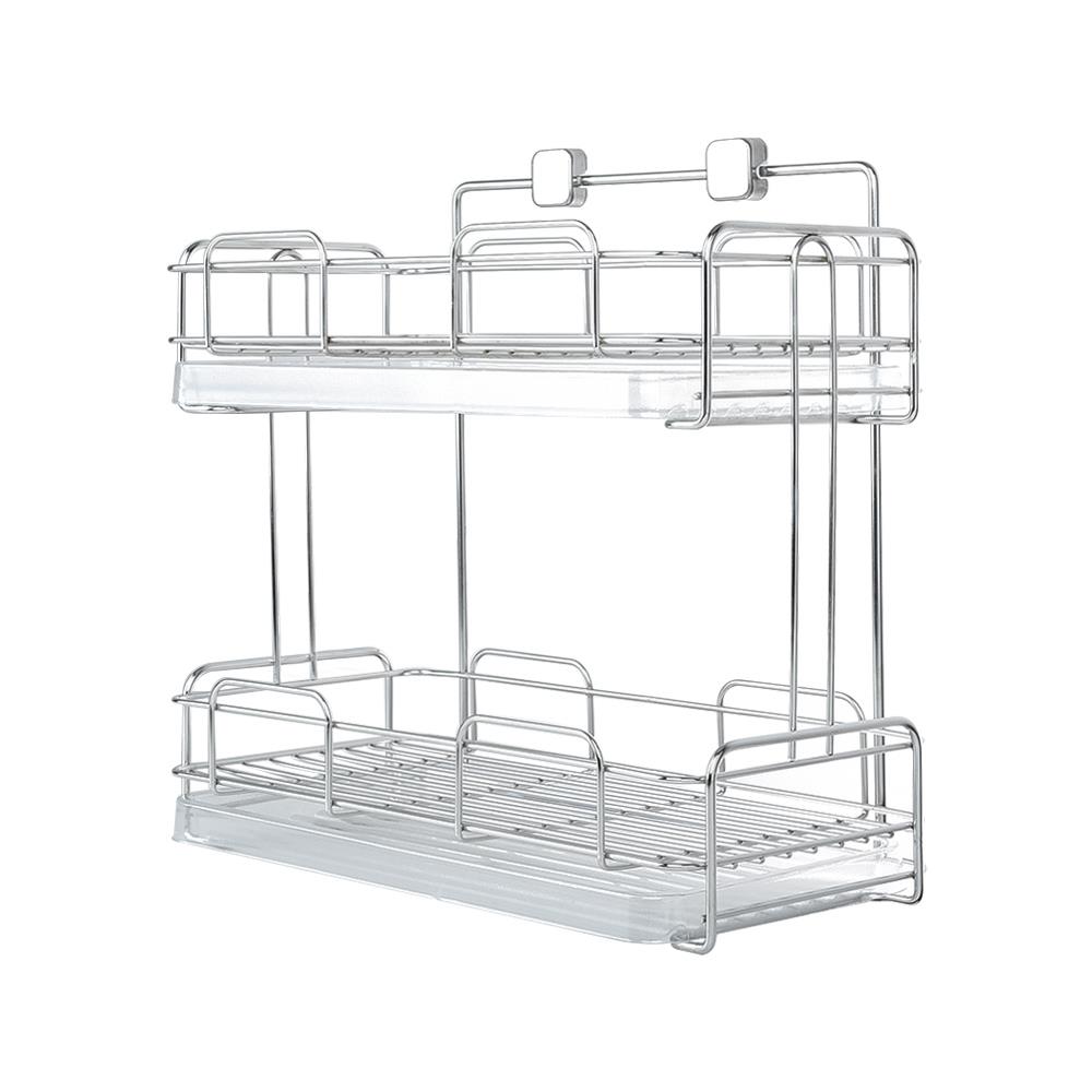 ชั้นแขวนวางแก้วสเตนเลสพร้อมถาด2ชั้นKECH